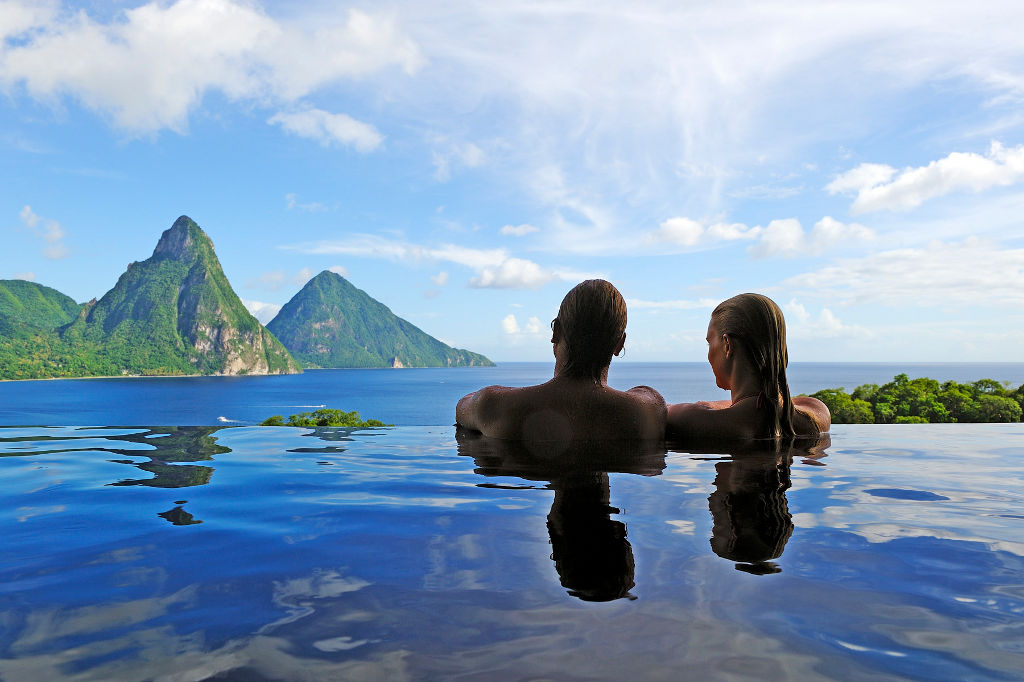 Hotel Jade Mountain - Ausblick vom Pool